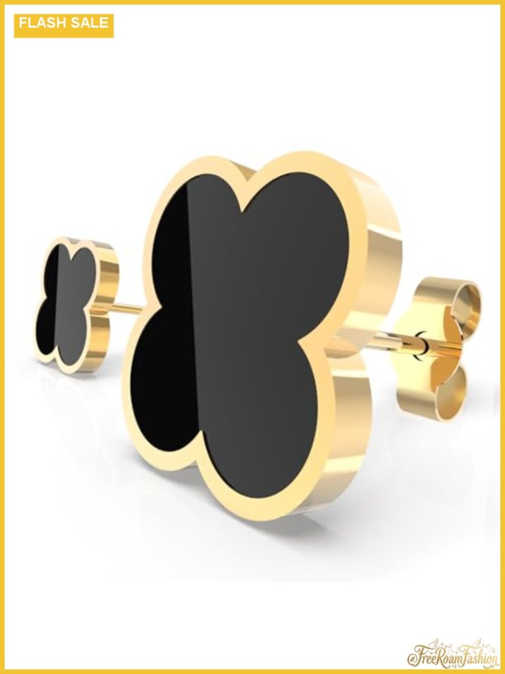 Four Leaf Clover Stud Earrings for Women Stainless Steel Gold Plated